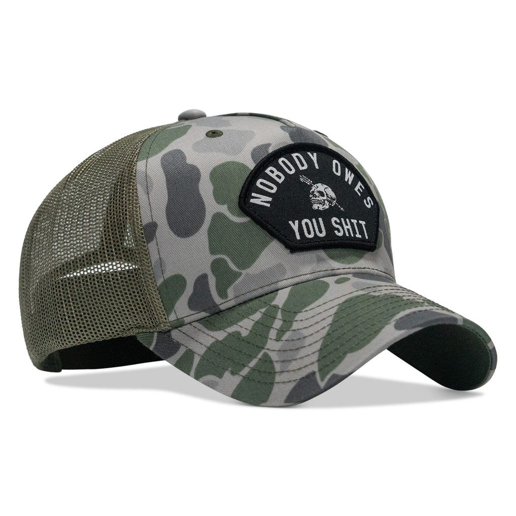 Nobody Owes You Shit Arched Skull Patch Snapback