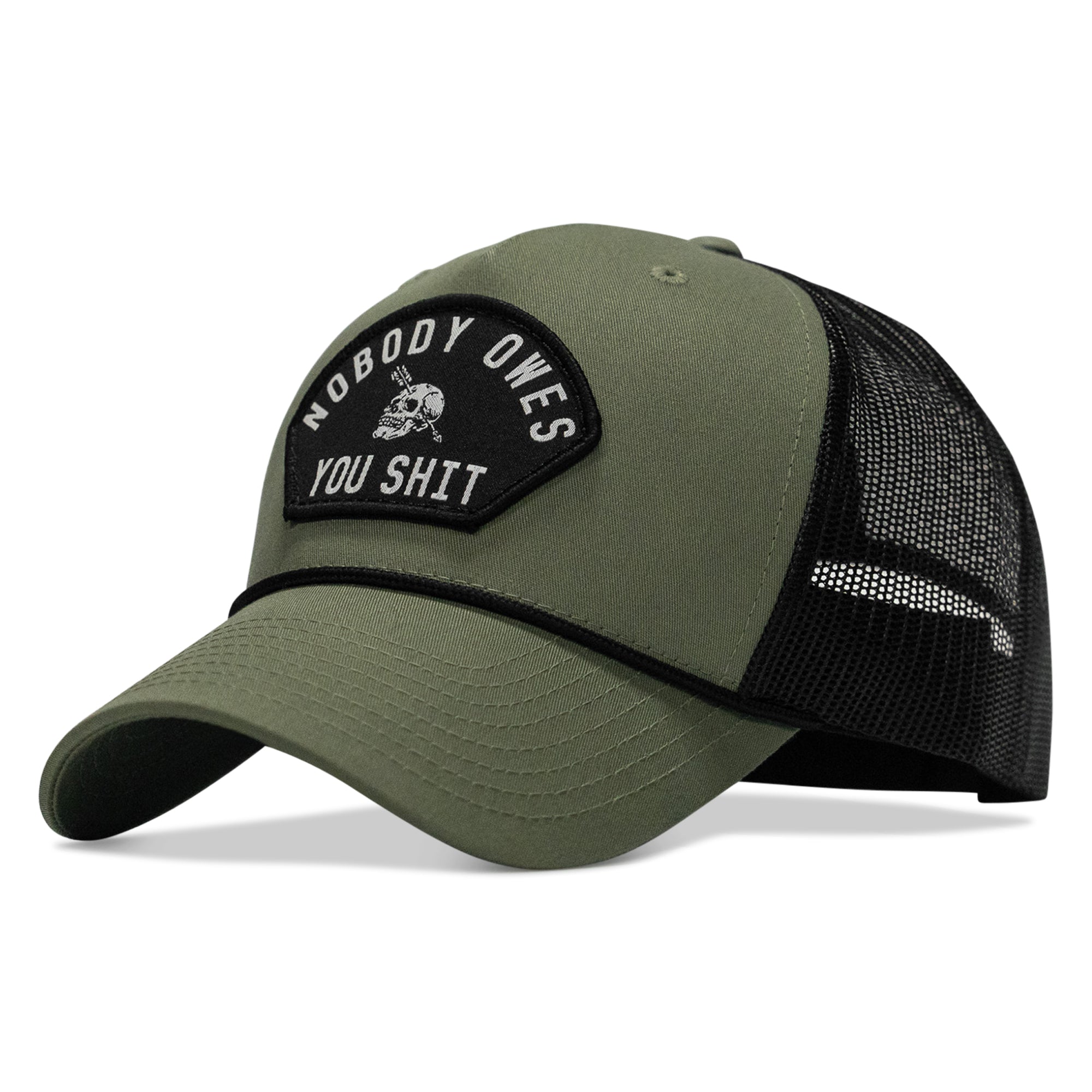 Nobody Owes You Shit Skull Arched Patch Rope Snapback