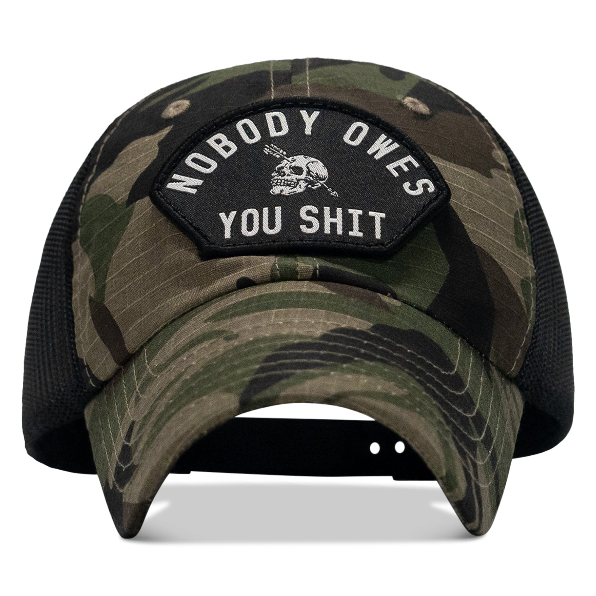 Nobody Owes You Shit Arched Patch Tactical Ripstop Mesh Snapback Hat