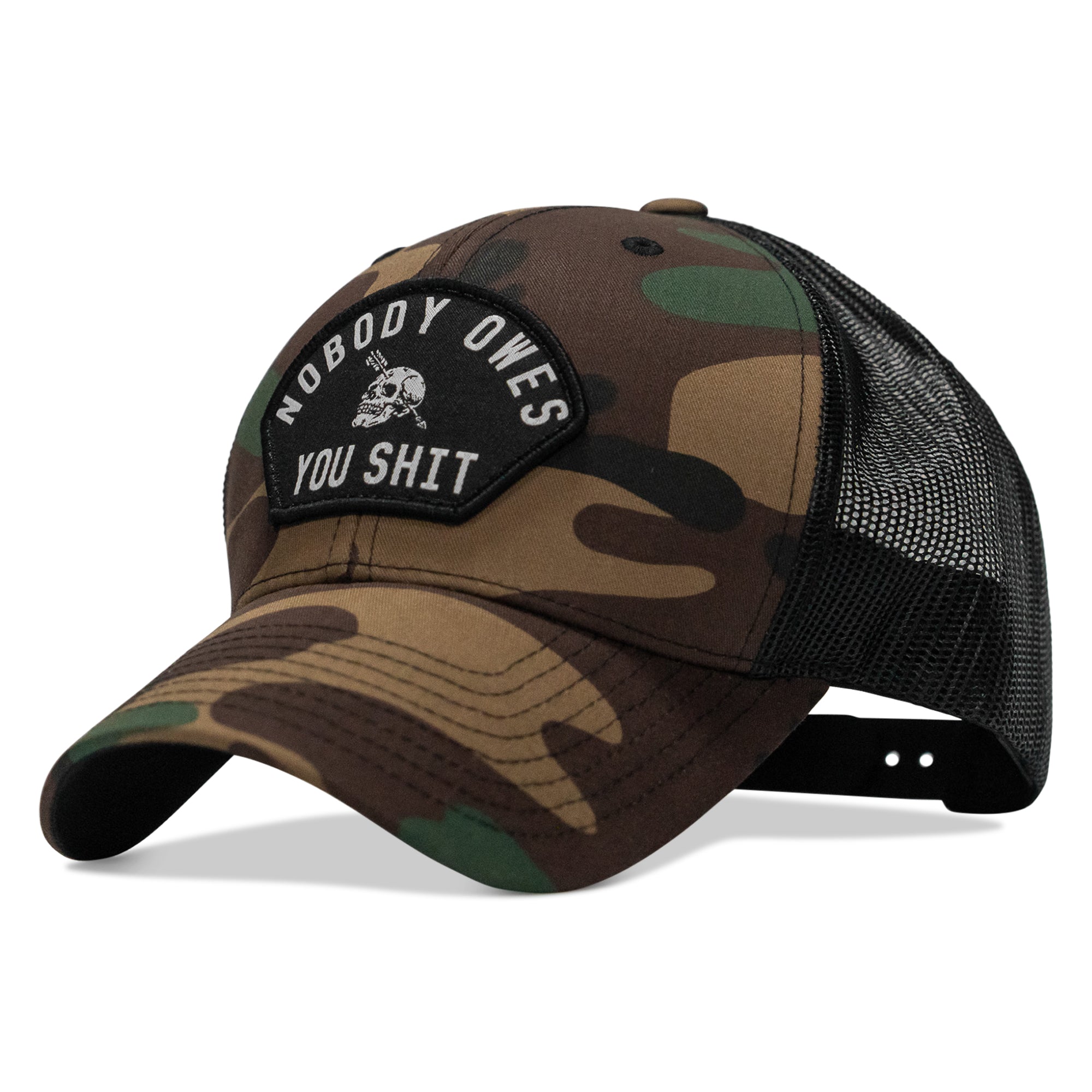 Nobody Owes You Shit Arched Skull Patch Snapback