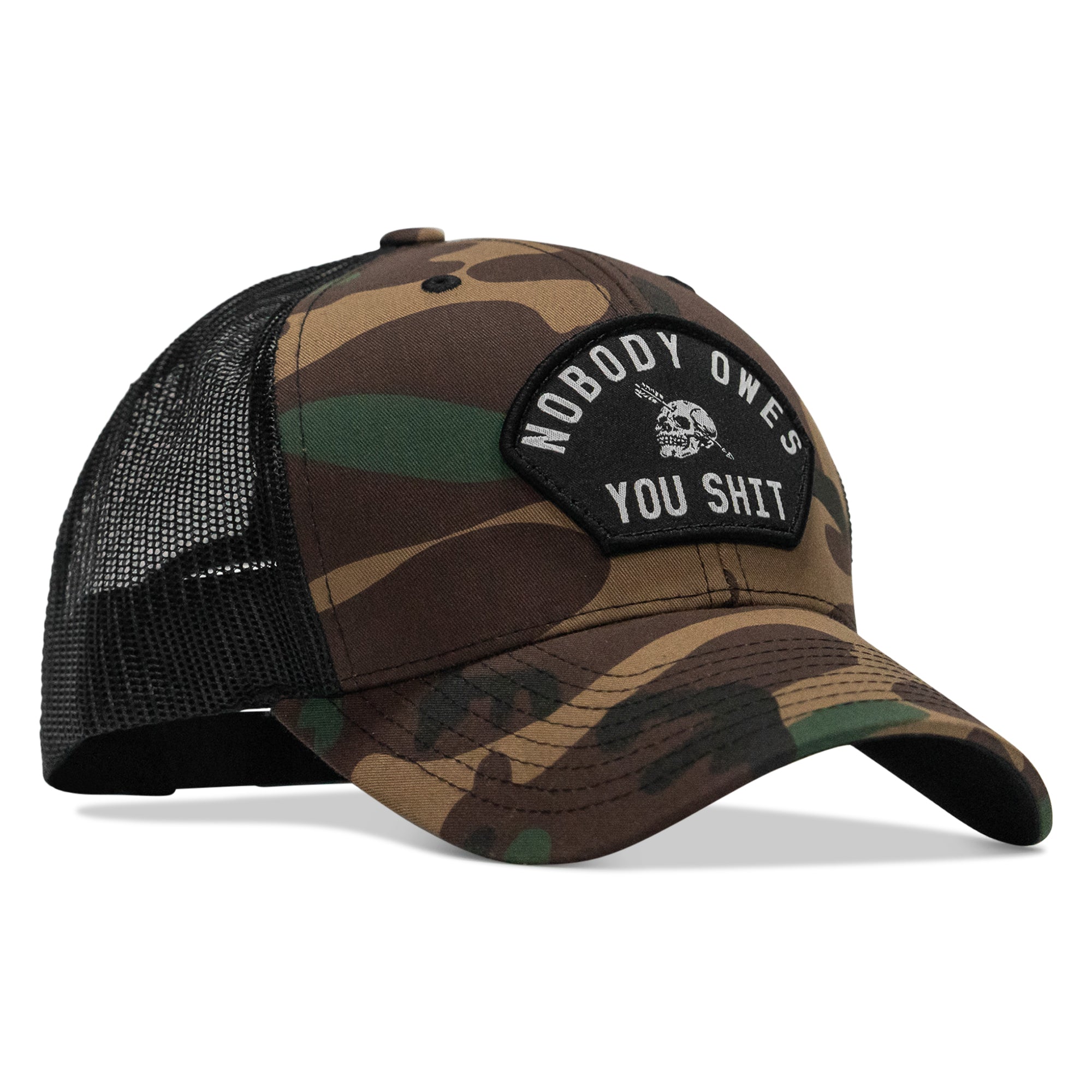 Nobody Owes You Shit Arched Skull Patch Snapback