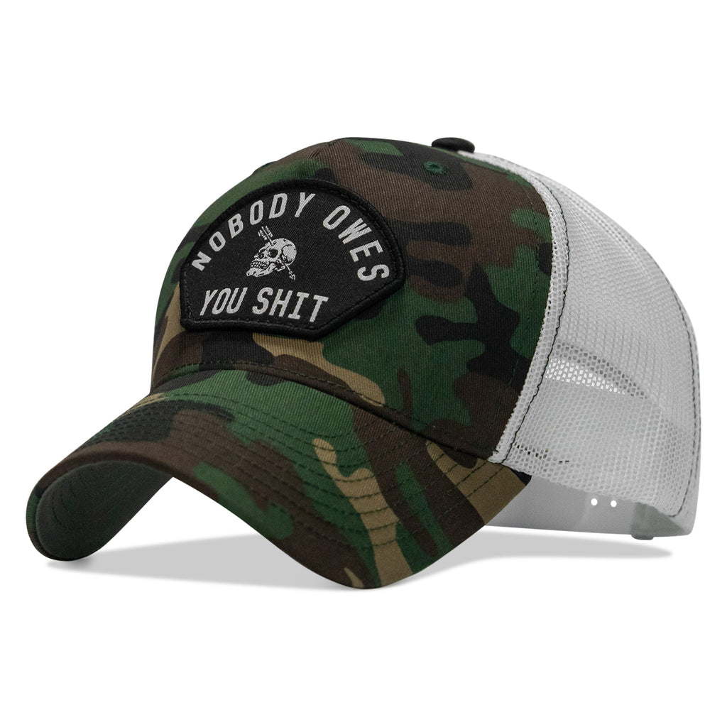 Nobody Owes You Shit Arched Skull Patch Snapback