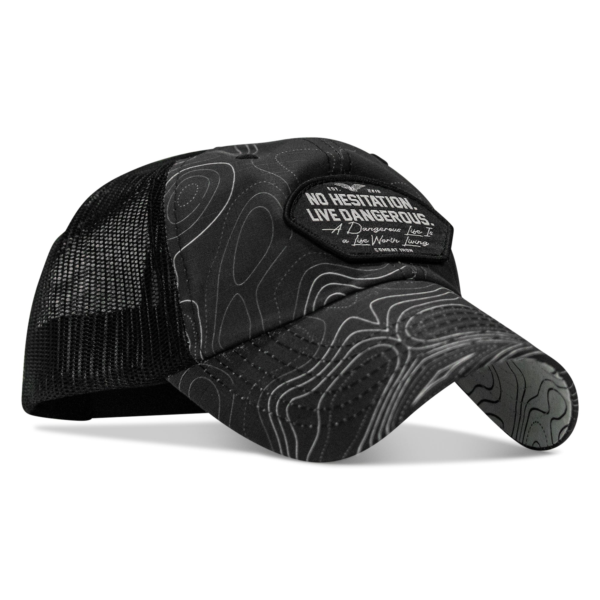 No Hesitation. Live Dangerous Patch Tactical Ripstop Mesh Snapback Hat