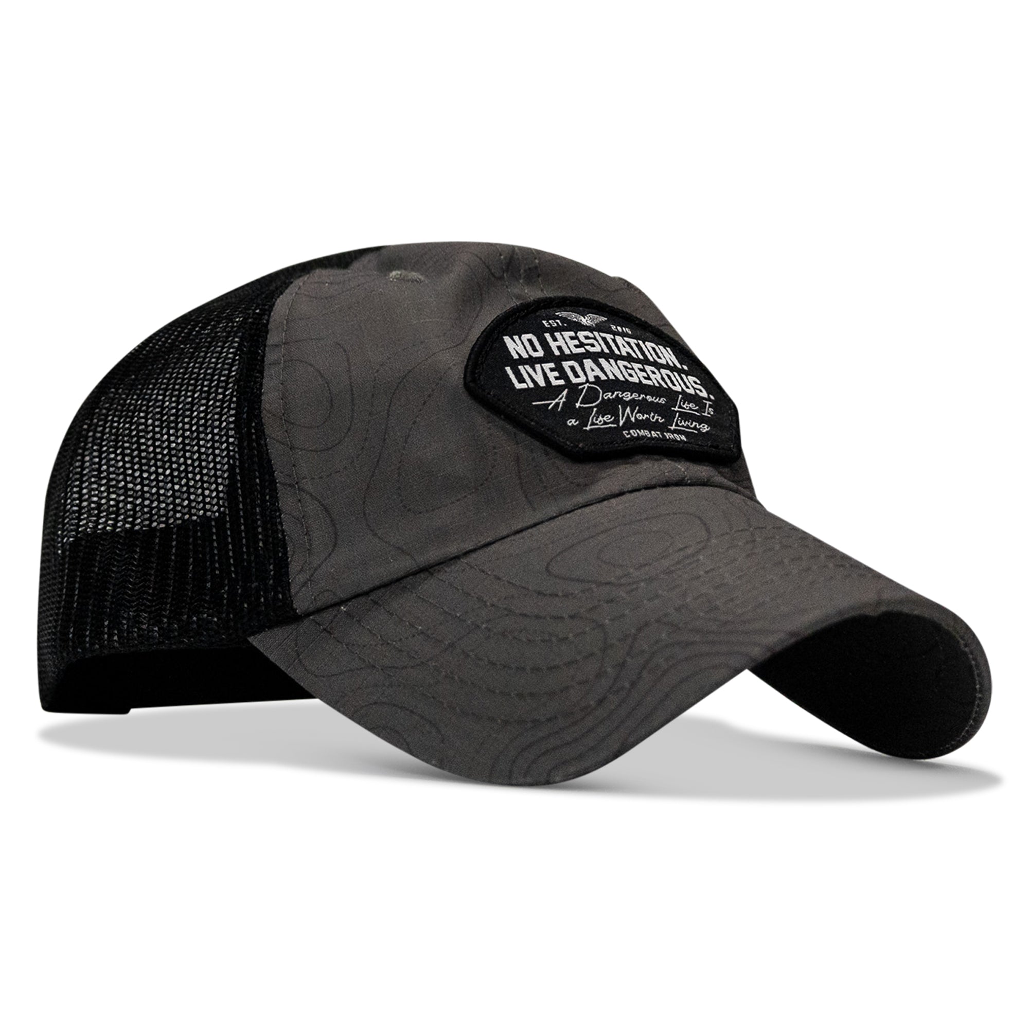 No Hesitation. Live Dangerous Patch Tactical Ripstop Mesh Snapback Hat