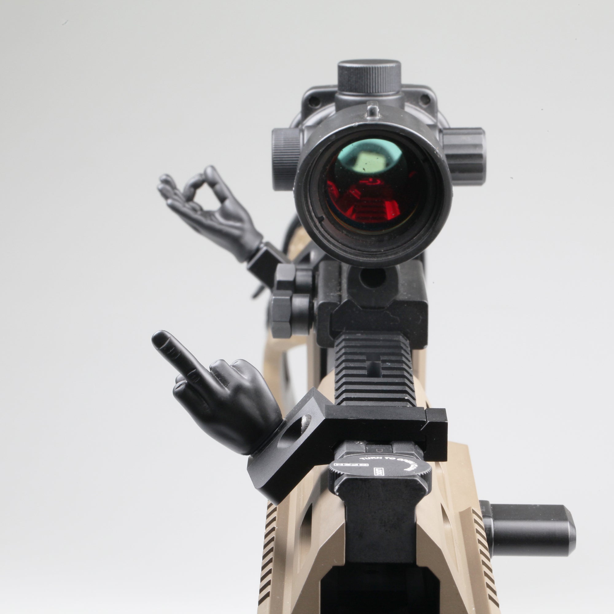 Black Color Novelty Finger Iron Sight Set - Offset 45 Degree (Middle Finger & OK Hand)