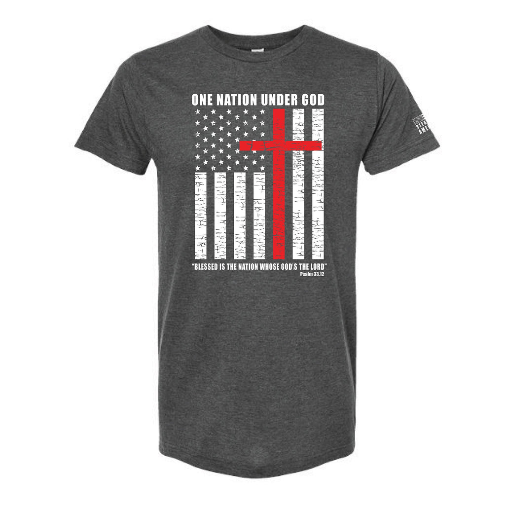 One Nation Under God Patriotic Cross Flag T-Shirt • Christian Flag Tee American Faith Apparel