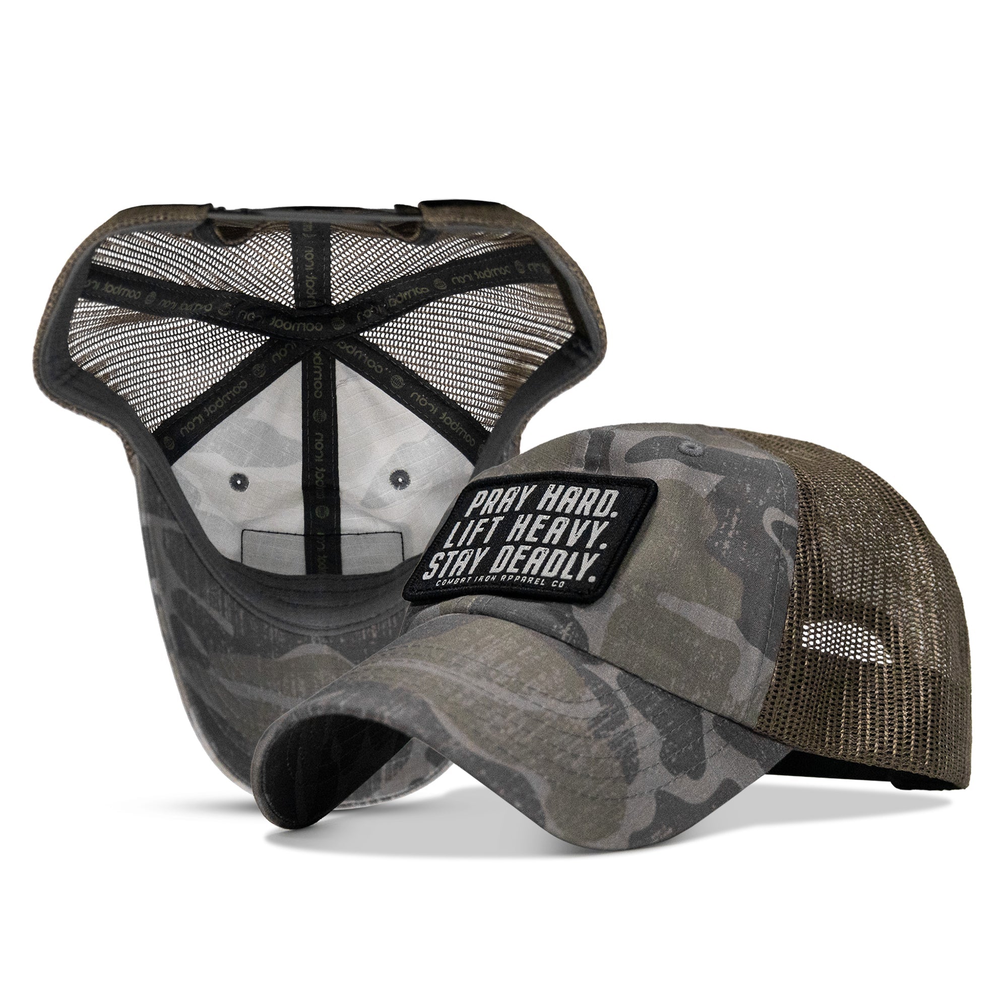 Pray Hard. Lift Heavy. Stay Deadly. Patch Tactical Ripstop Mesh Snapback Hat