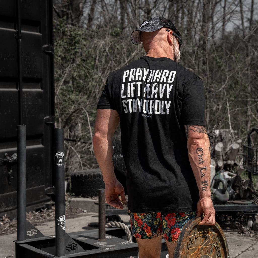 Pray Hard. Lift Heavy. Stay Deadly. V2 Men's T-Shirt