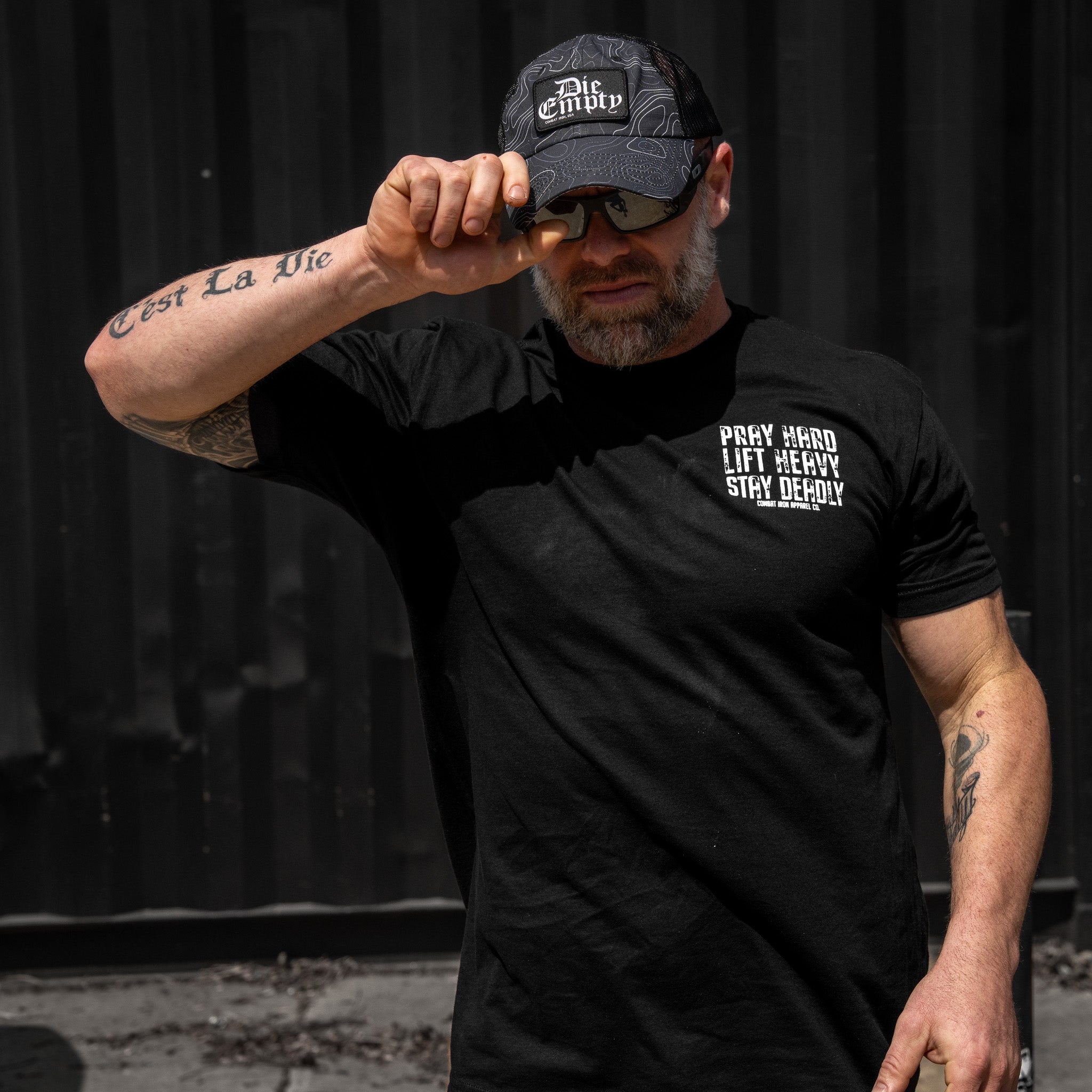 Pray Hard. Lift Heavy. Stay Deadly. V2 Men's T-Shirt