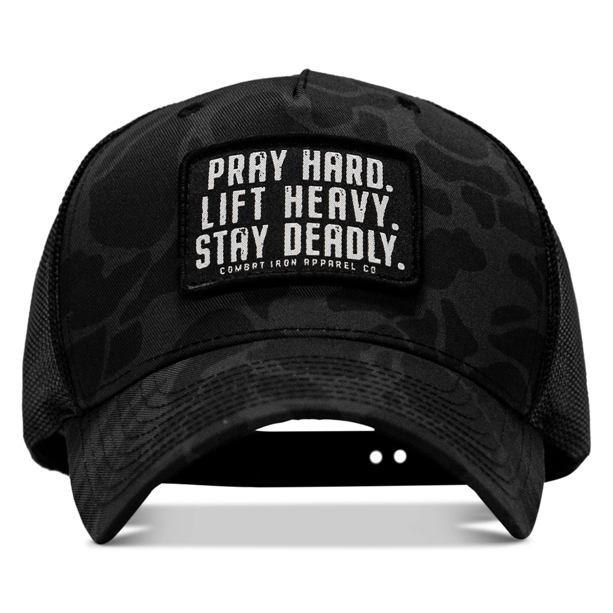 Pray Hard. Lift Heavy. Stay Deadly. Patch Snapback