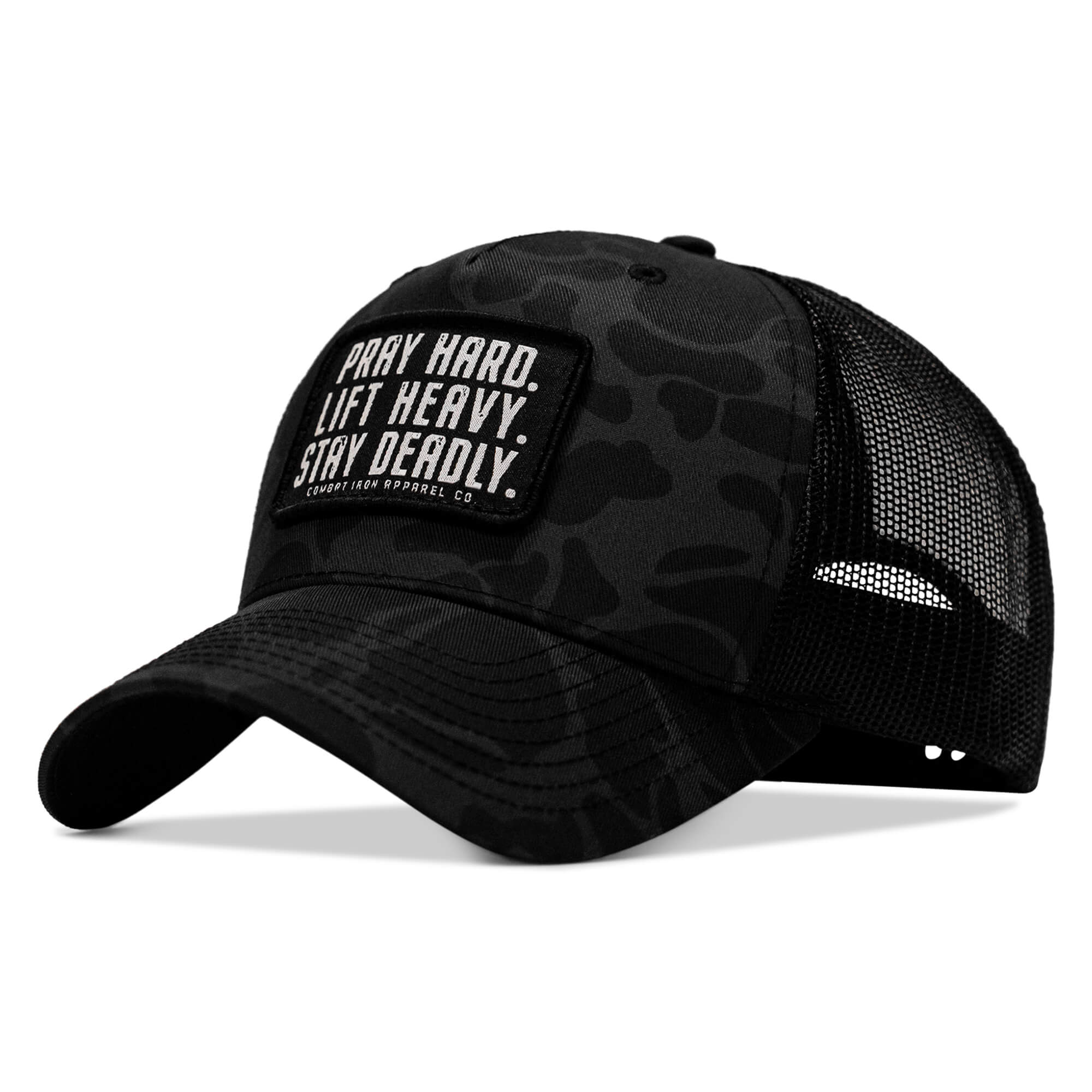 Pray Hard. Lift Heavy. Stay Deadly. Patch Snapback