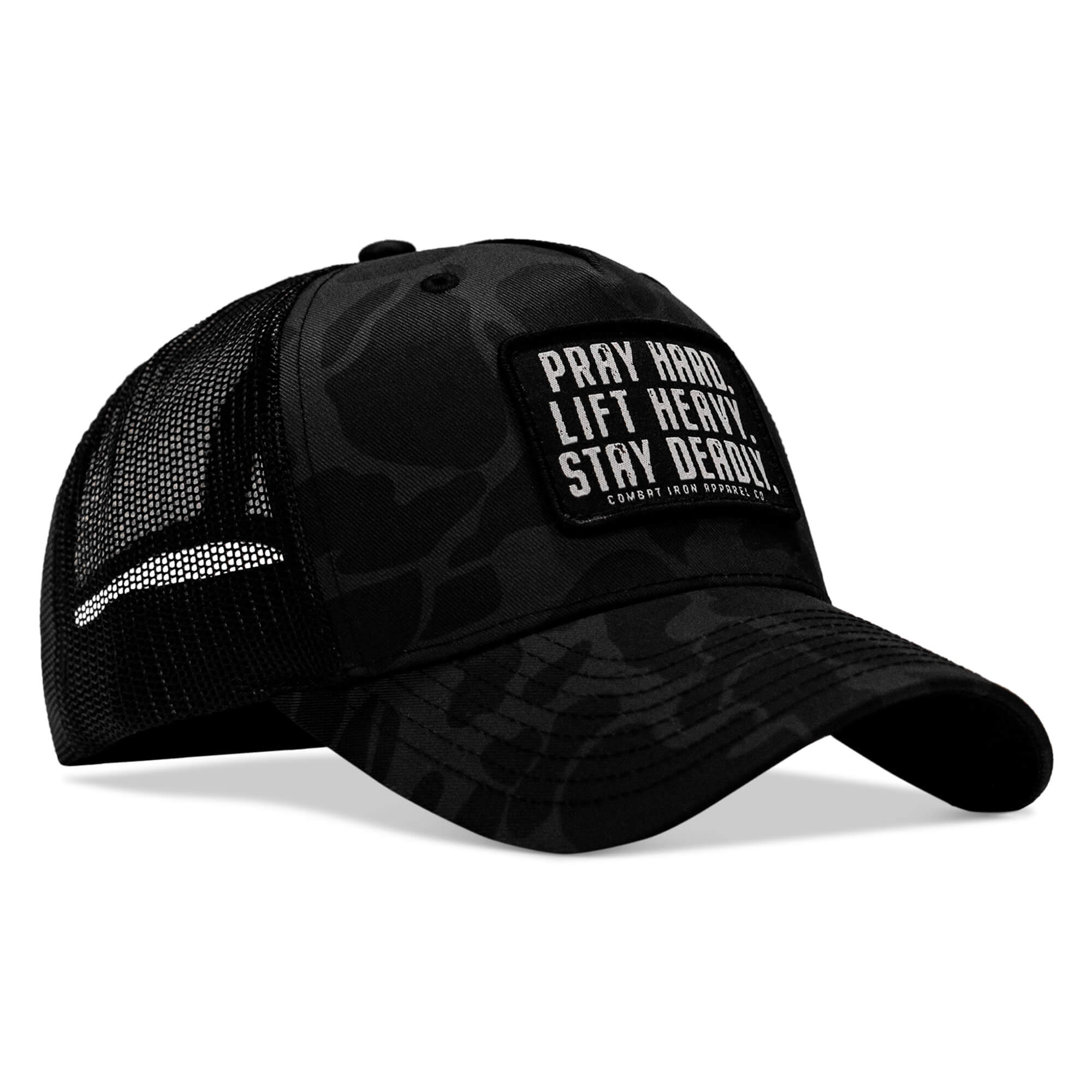Pray Hard. Lift Heavy. Stay Deadly. Patch Snapback