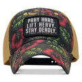 Pray Hard. Lift Heavy. Stay Deadly. Patch Tactical Ripstop Mesh Snapback Hat