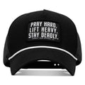 Pray Hard. Lift Heavy. Stay Deadly. Patch Rope Snapback Hat