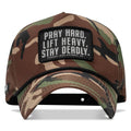 Pray Hard. Lift Heavy. Stay Deadly. Patch Waterproof Weekender Snapback