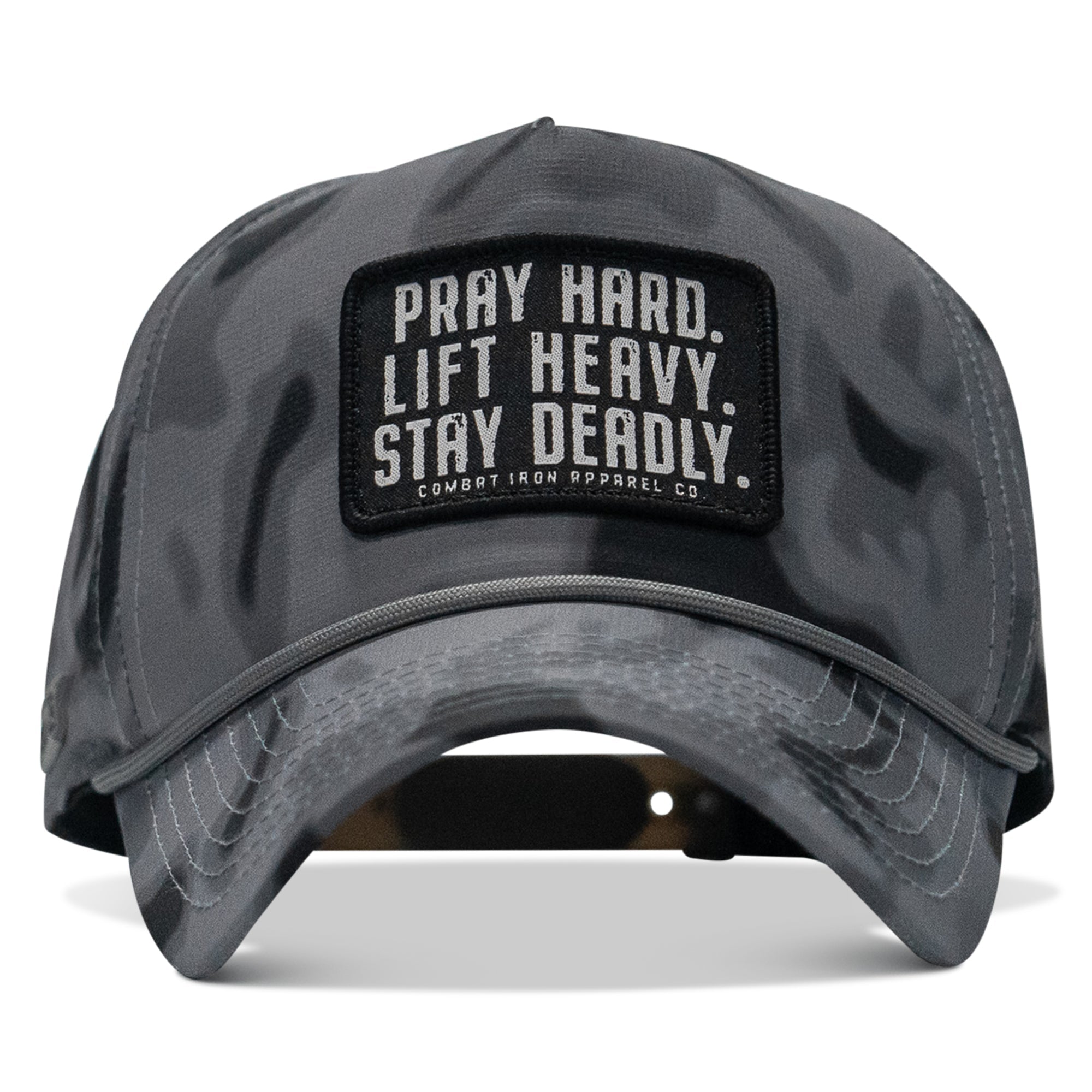 Pray Hard. Lift Heavy. Stay Deadly. Patch Waterproof Weekender Snapback