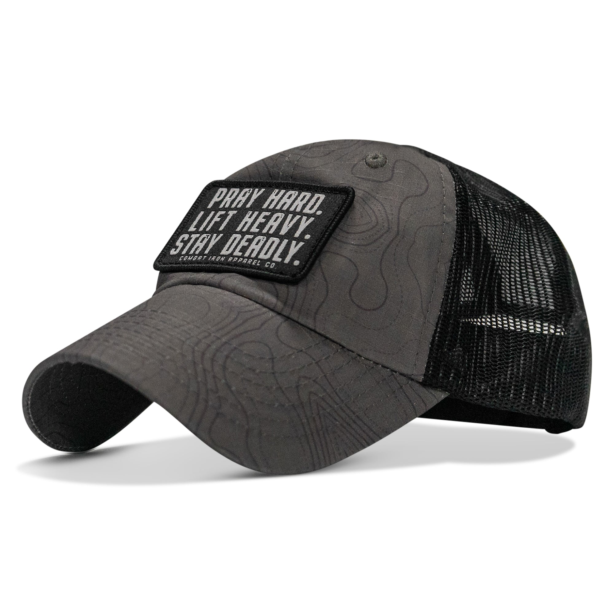 Pray Hard. Lift Heavy. Stay Deadly. Patch Tactical Ripstop Mesh Snapback Hat