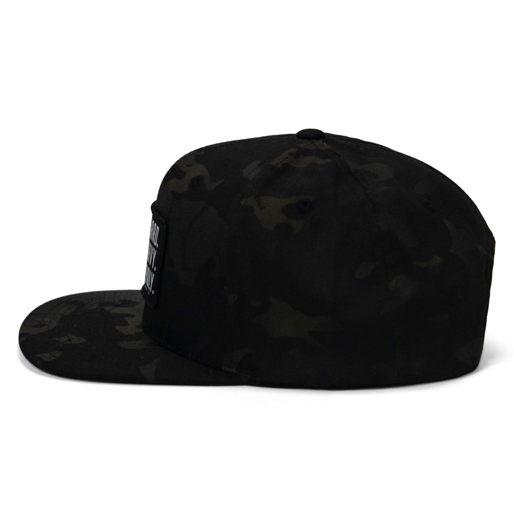 Pray Hard. Lift Heavy. Stay Deadly. Flat Bill SnapBack Hat