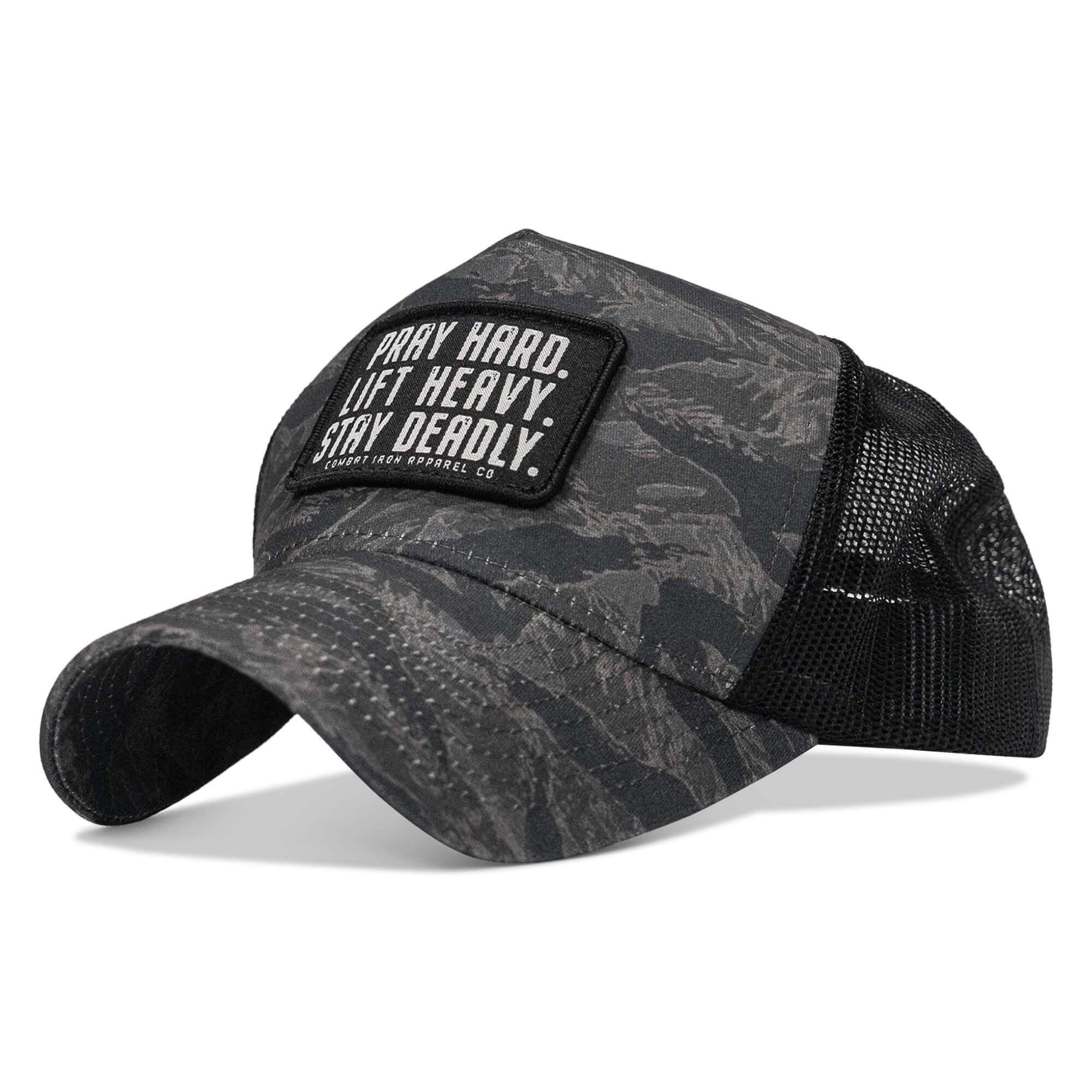 Pray Hard. Lift Heavy. Stay Deadly. Patch Five Panel Breacher Snapback Hat