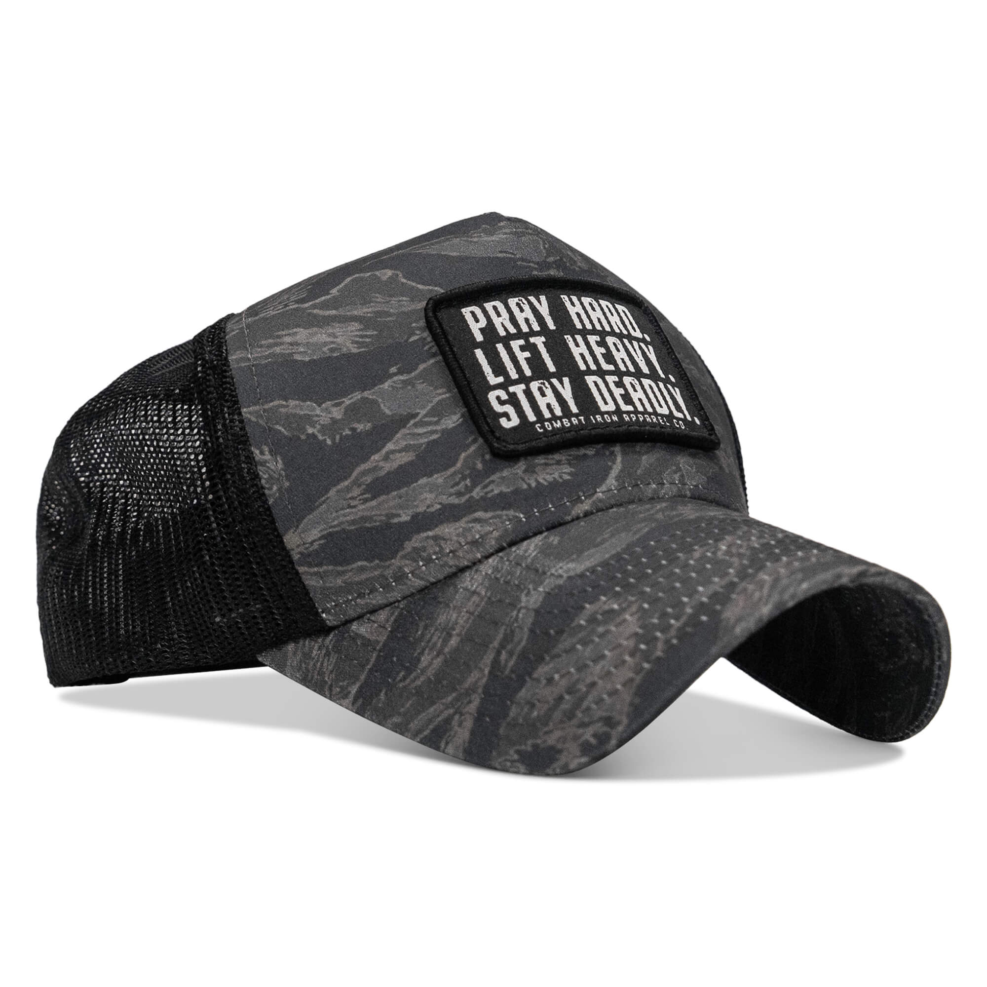 Pray Hard. Lift Heavy. Stay Deadly. Patch Five Panel Breacher Snapback Hat