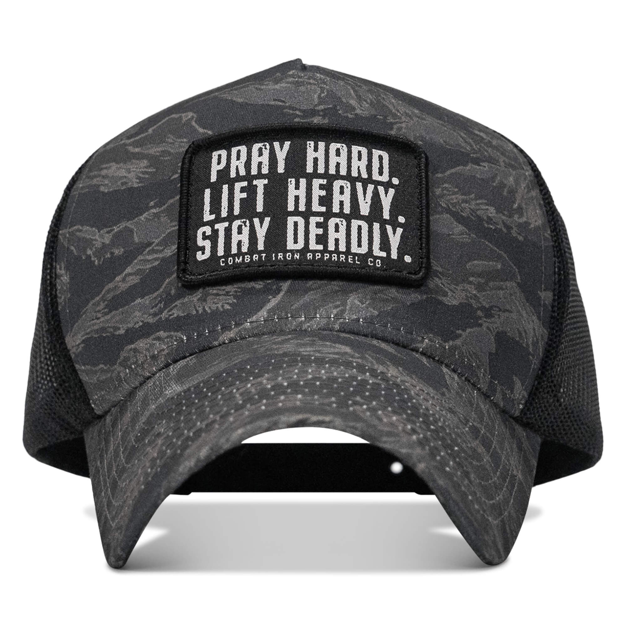 Pray Hard. Lift Heavy. Stay Deadly. Patch Five Panel Breacher Snapback Hat