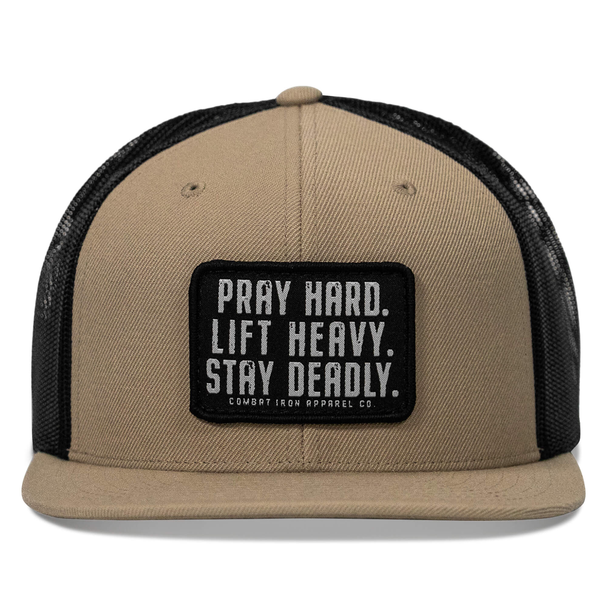 Pray Hard. Lift Heavy. Stay Deadly. Flat Bill SnapBack Hat