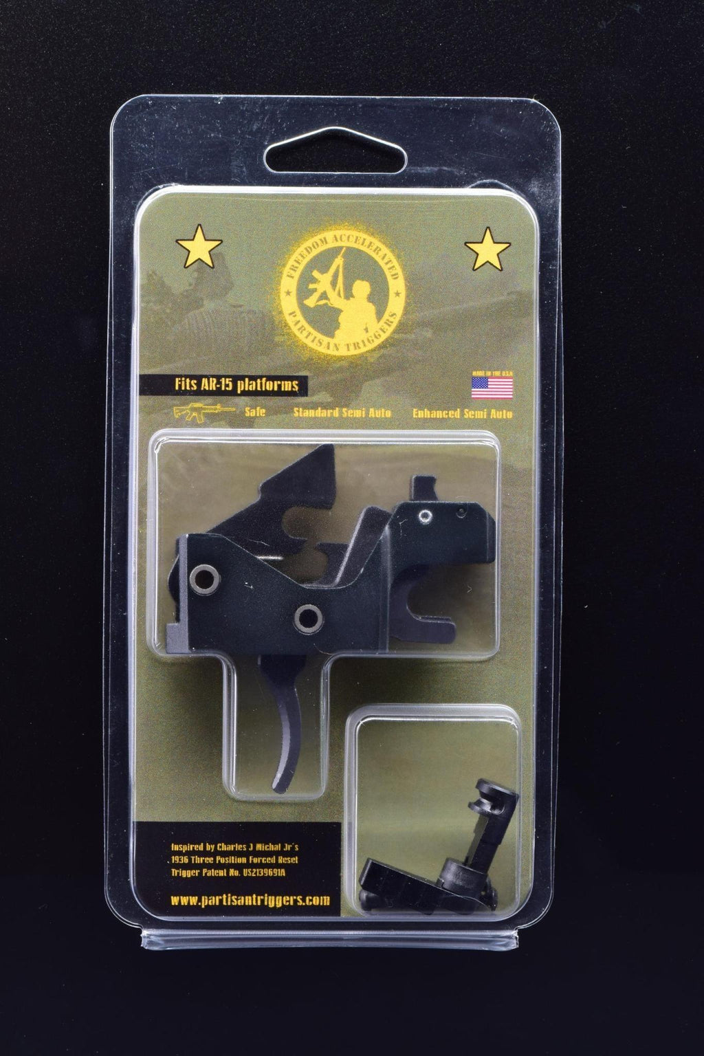 Partisan Forced-Reset Drop-In Cassette Trigger (Black)  FRT – AR-15 Platform (USA-Made)