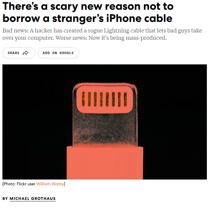 Malicious USB Cable Detector