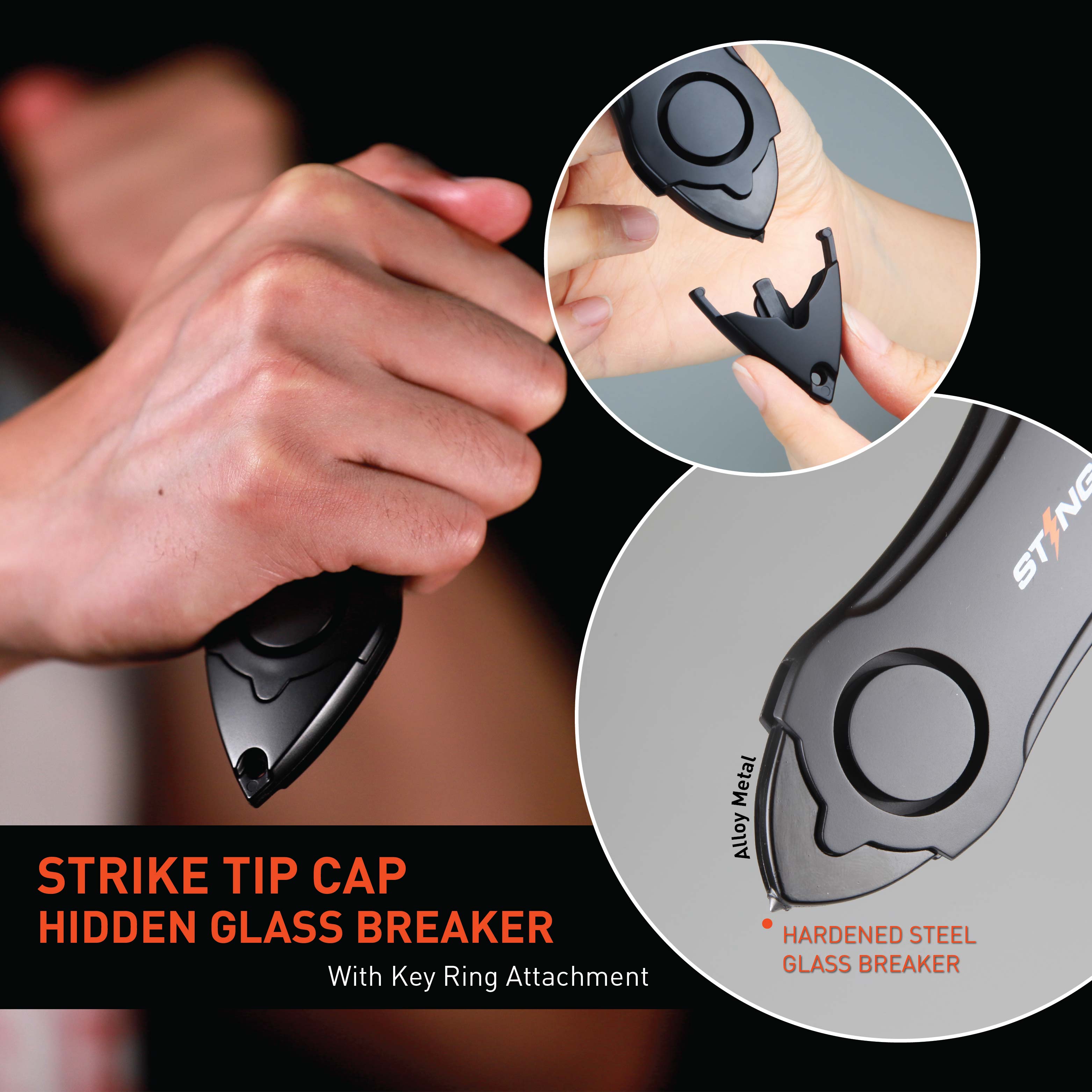 Stinger Life-Saving Whip Car Emergency Tools + Personal Alarm (Orange)