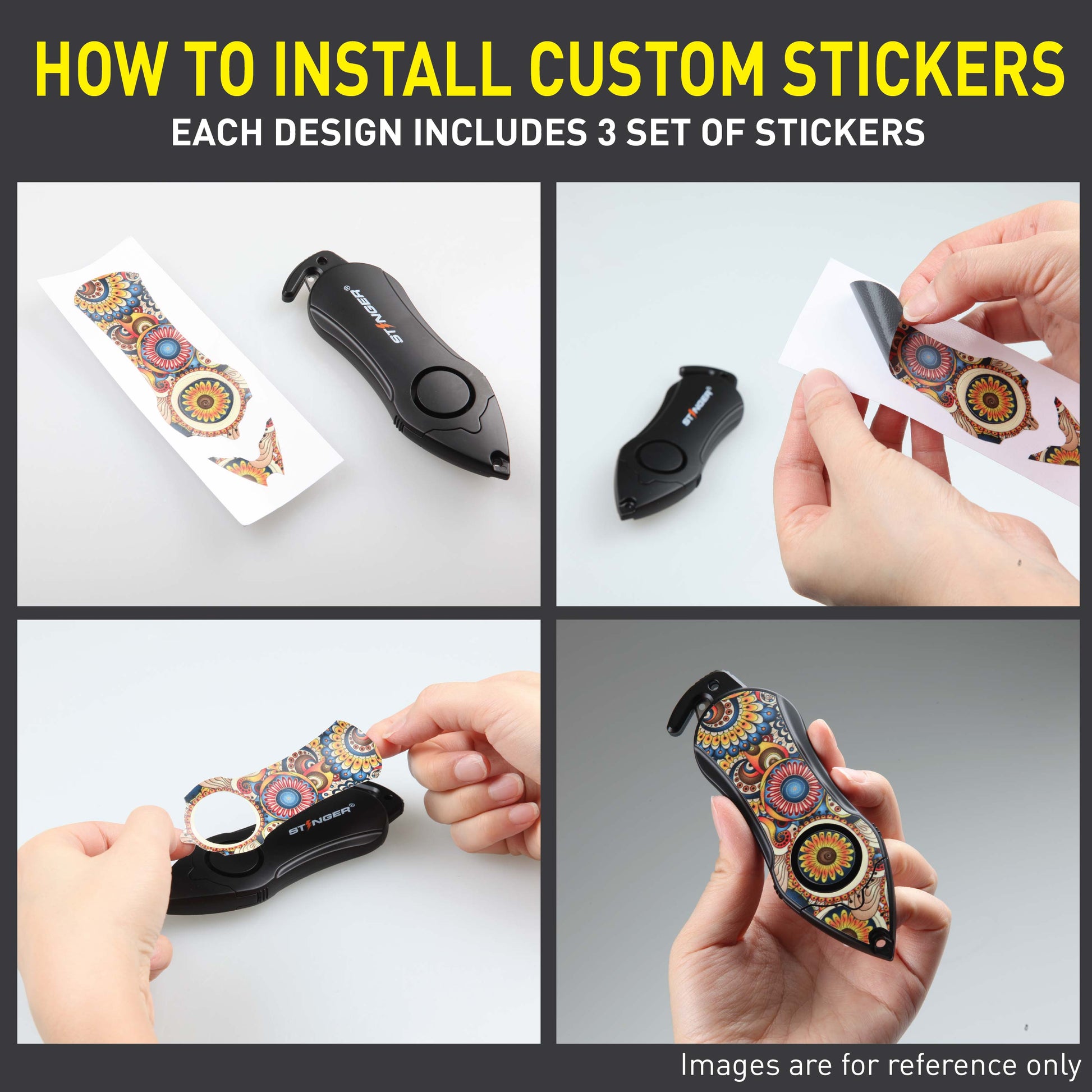 Stinger Personal Safety Alarm Keychain Emergency Tool: Siren Alarm, Seat Belt Cutter, Glass Breaker (Ladybug)
