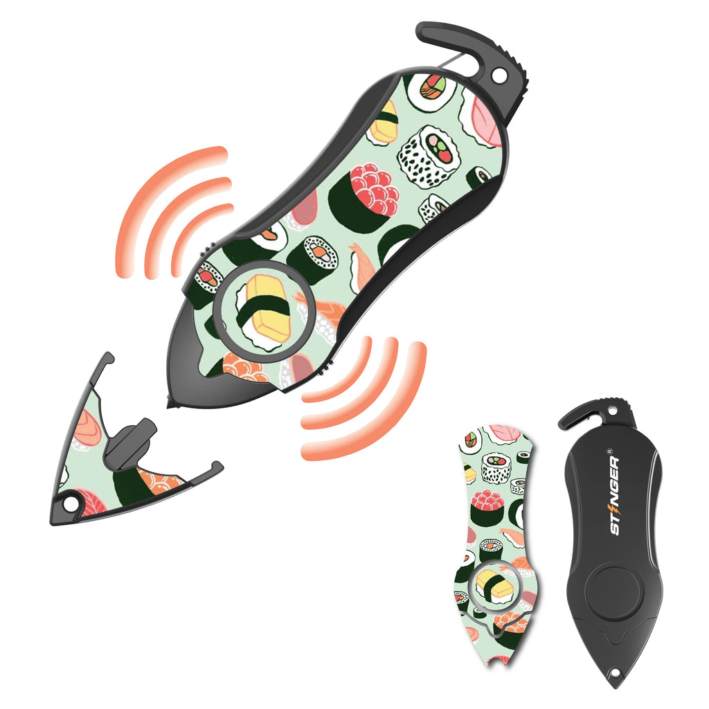 Stinger Personal Safety Alarm Keychain Emergency Tool: Siren Alarm, Seat Belt Cutter, Glass Breaker (Sushi)