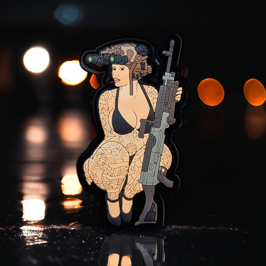 Gunmetal Grace - 4"x 3" - PVC Velcro Morale Patch