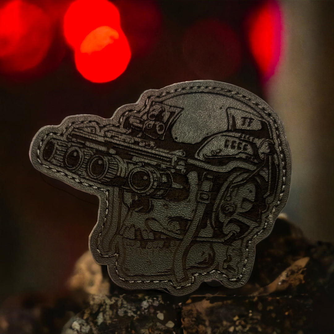 Death's Visage - Limited Edition - 4" x 4" - Grey Leather Velcro Morale Patch