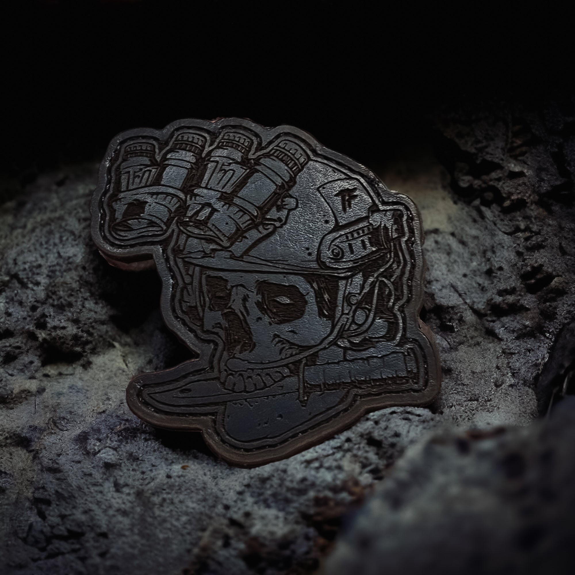 Echoes Of War - 4" x 4" - Dark Blue Leather Velcro Morale Patch