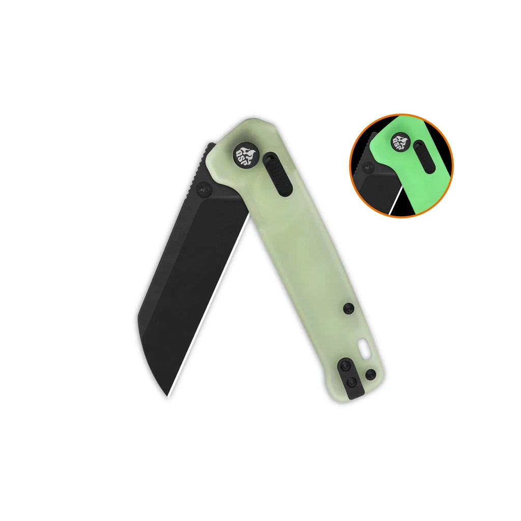 QSP Penguin Glyde Lock Black 14C28N Glow in the Dark Resin Folding Knife