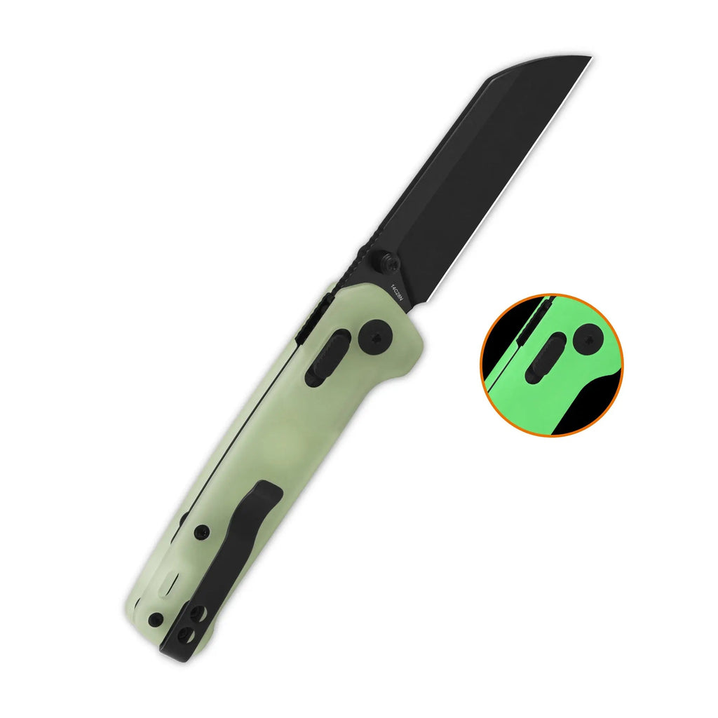 QSP Penguin Glyde Lock Black 14C28N Glow in the Dark Resin Folding Knife
