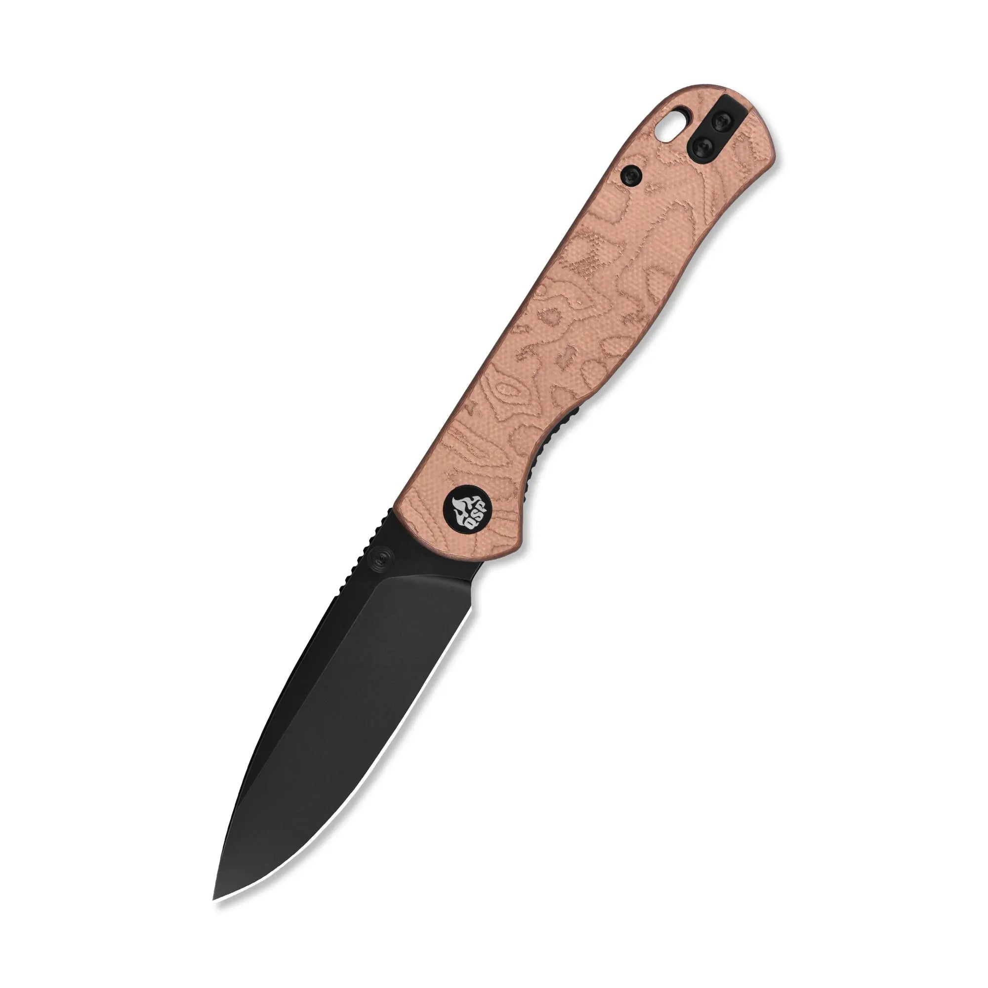 QSP Ferret Black Nitro V Copper Foil G10 Liner Lock Folding Knife