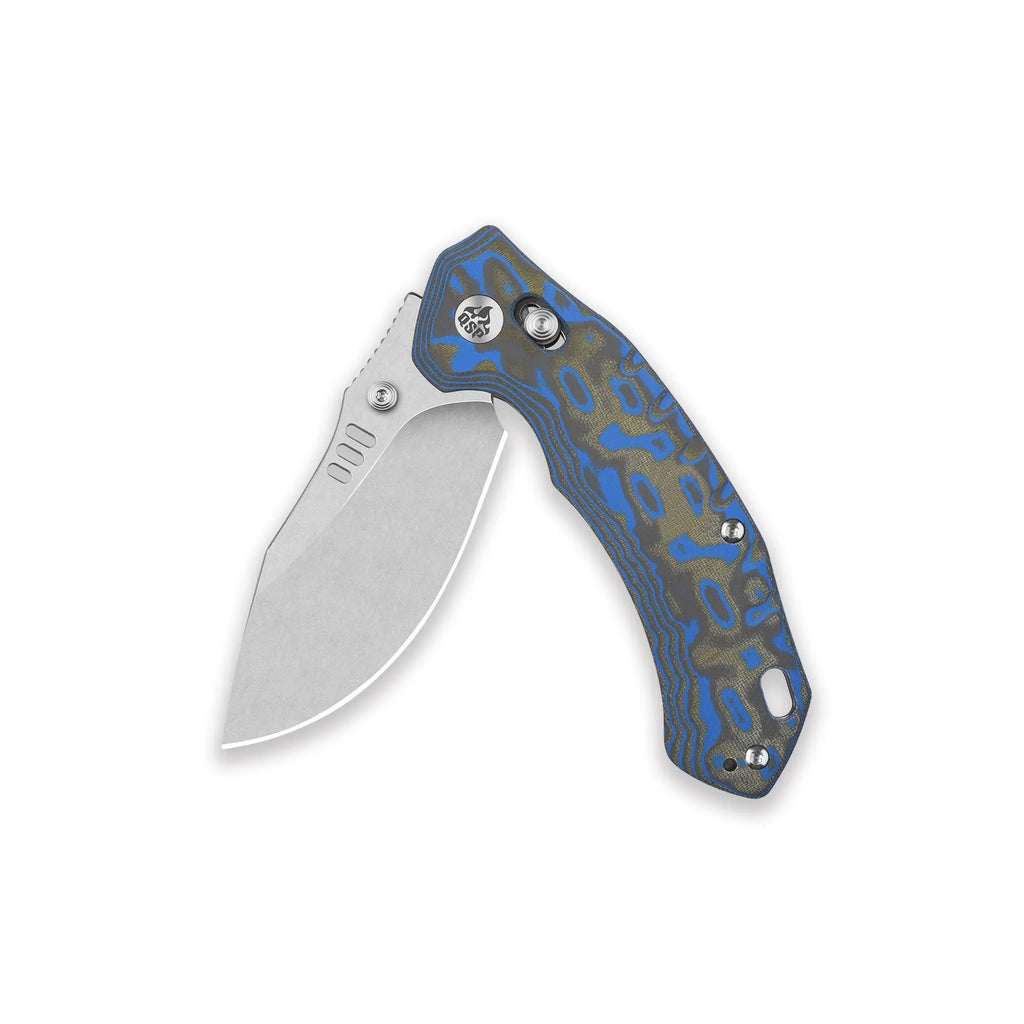 QSP Elk Stonewash 14C28N Blue/Black Micarta Glyde Lock Folding Knife