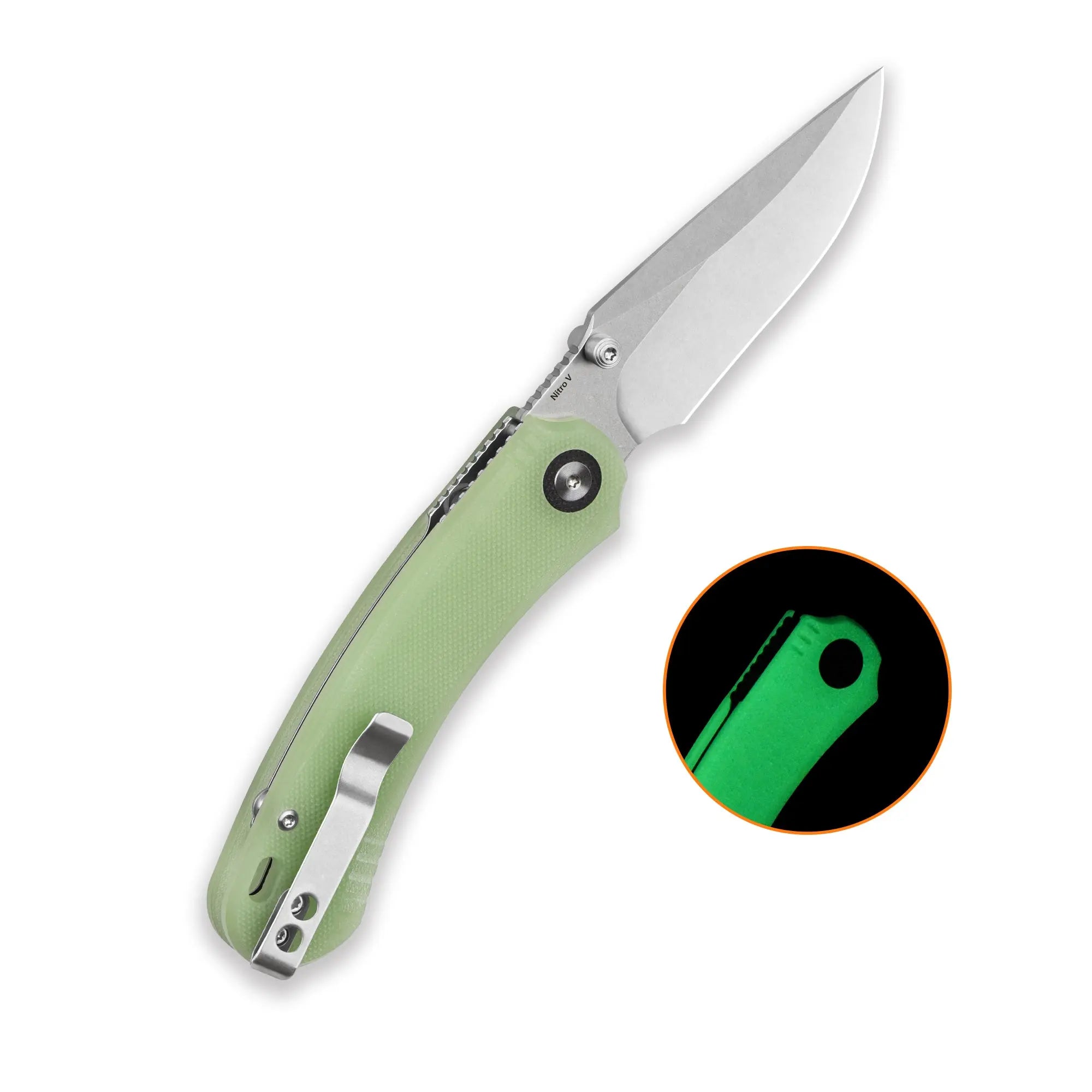 QSP Coyote Stonewash Nitro V Glow in the Dark G10 Folding Knife