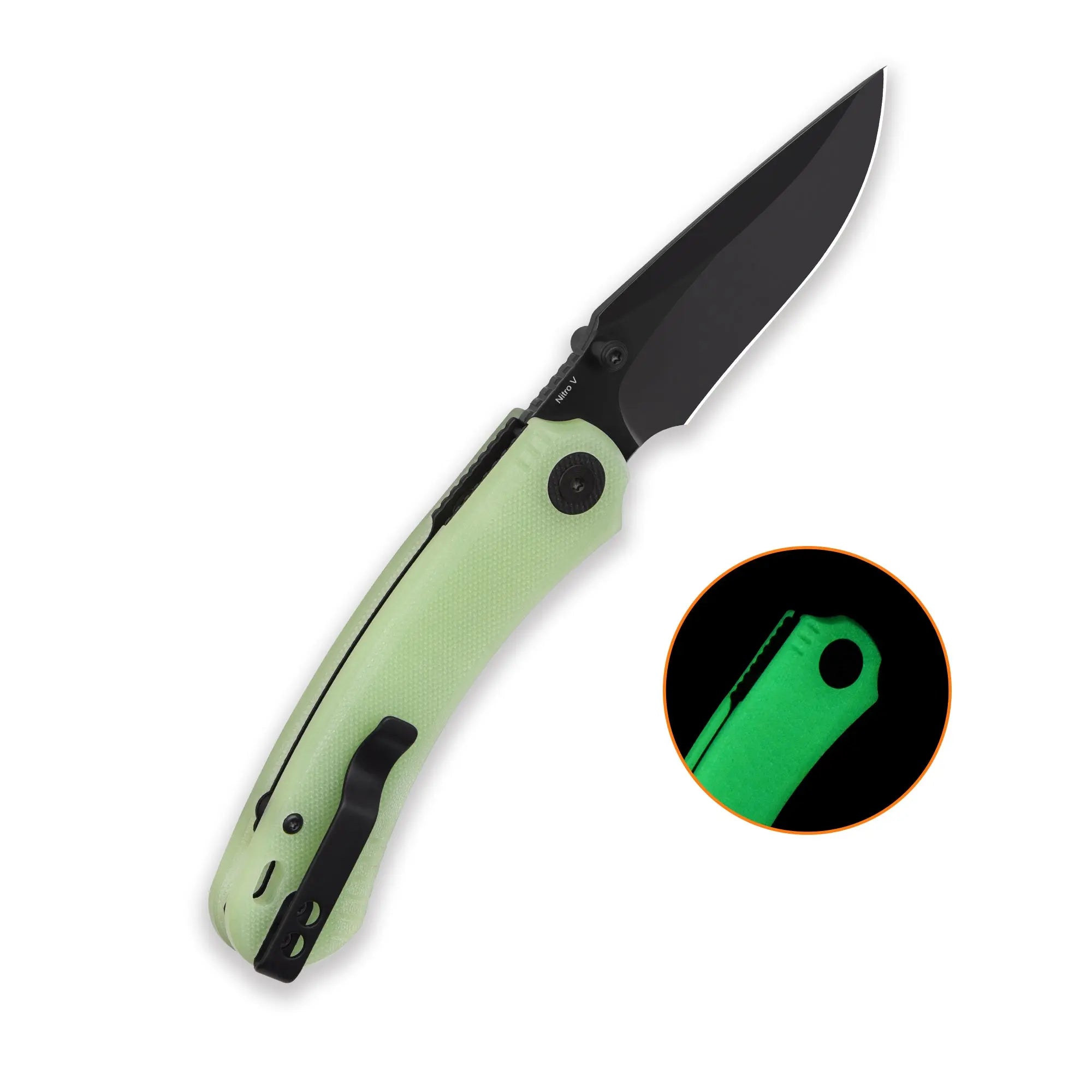 QSP Coyote Black Nitro V Glow in the Dark G10 Folding Knife