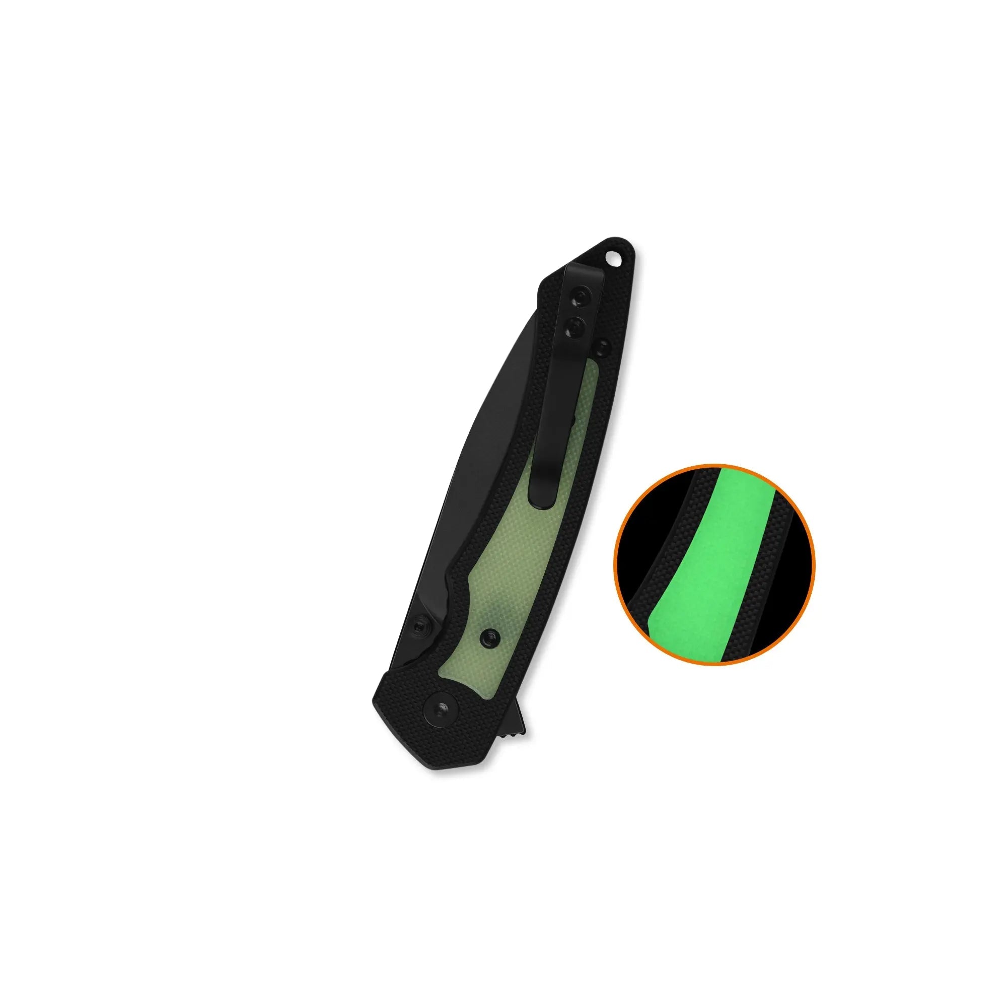 QSP Peregrine Black 10Cr15MoV Black G10 with Glow in the Dark Inlay Folding Knife