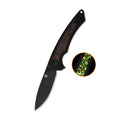 QSP Peregrine Black 10Cr15MoV Black G10 with Glow in the Dark Shredded Carbon Fiber Folding Knife (Copy)