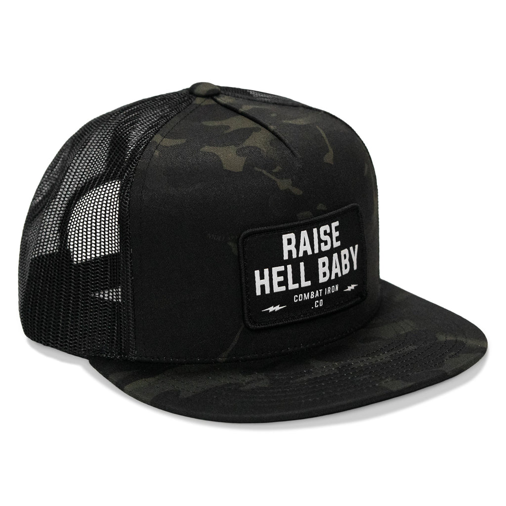 Raise Hell Baby Patch. Flatbill Hat