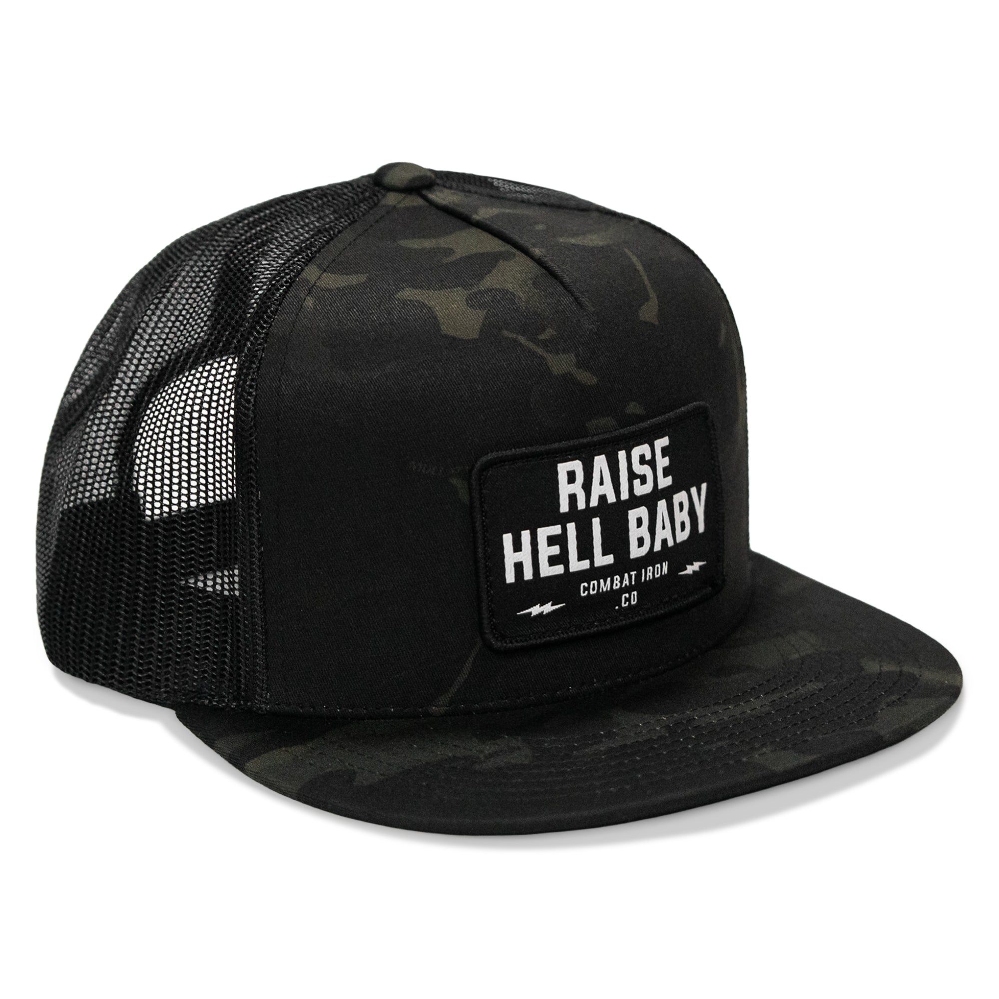 Raise Hell Baby Patch. Flatbill Hat