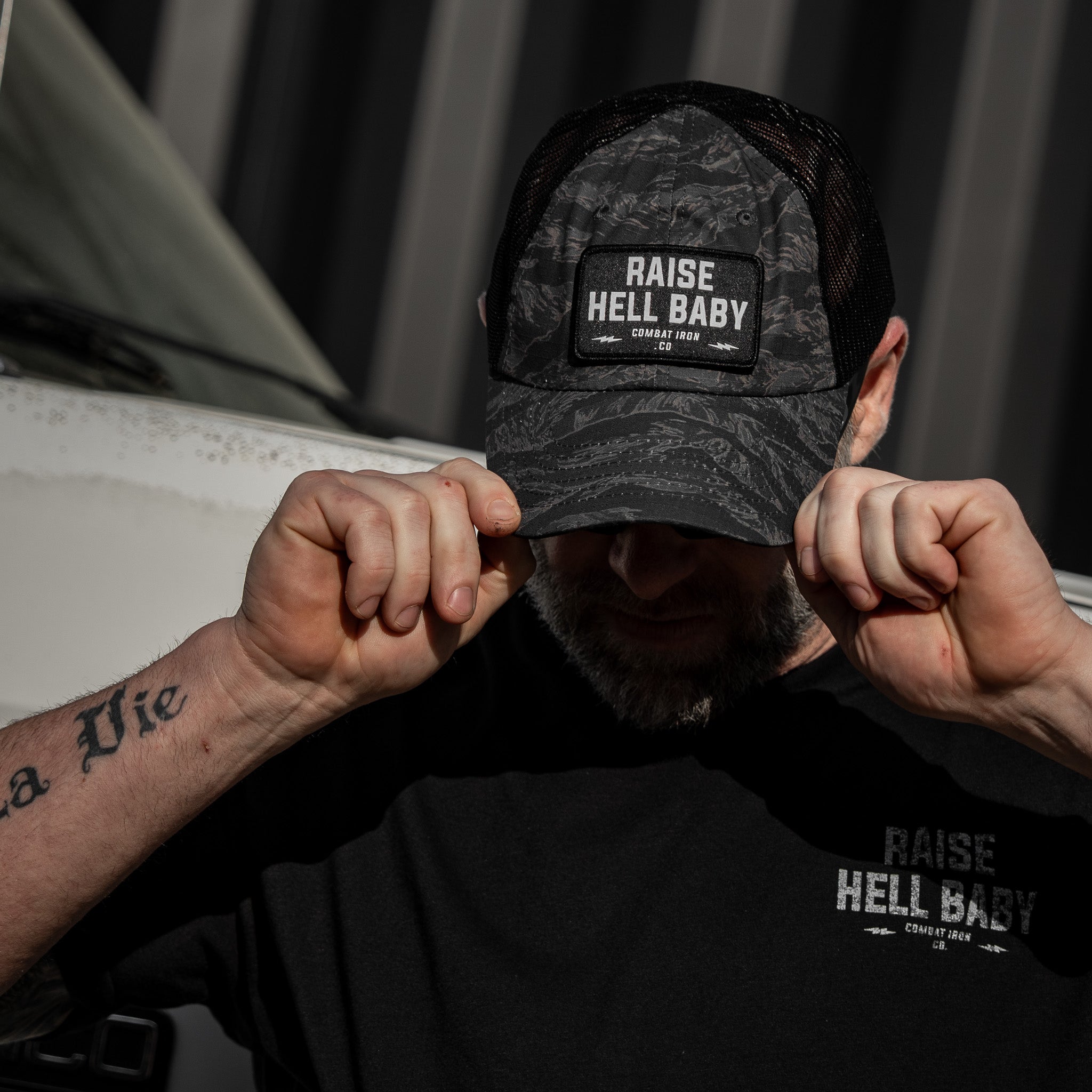 Raise Hell Baby Patch Tactical Ripstop Mesh Snapback Hat