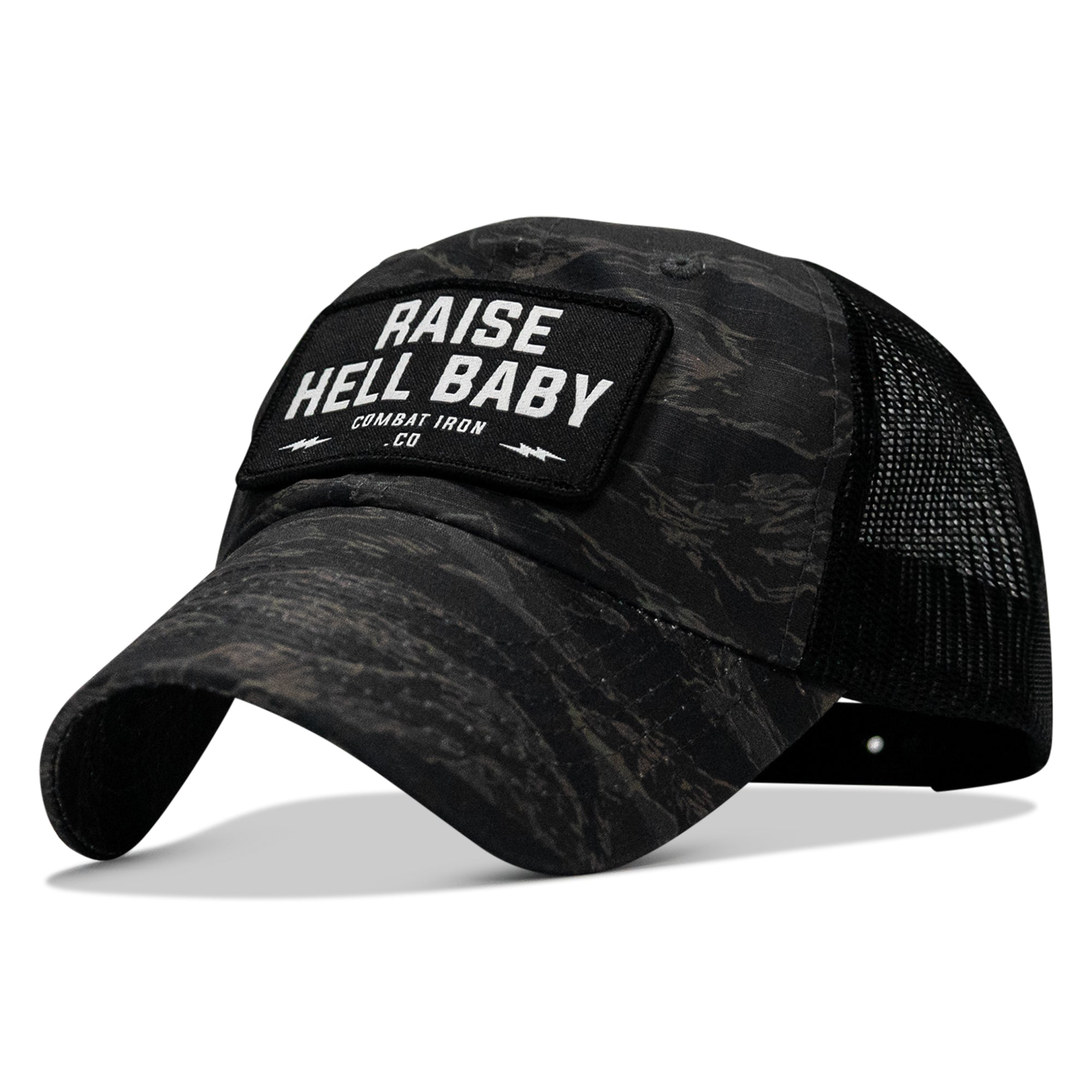 Raise Hell Baby Patch Tactical Ripstop Mesh Snapback Hat