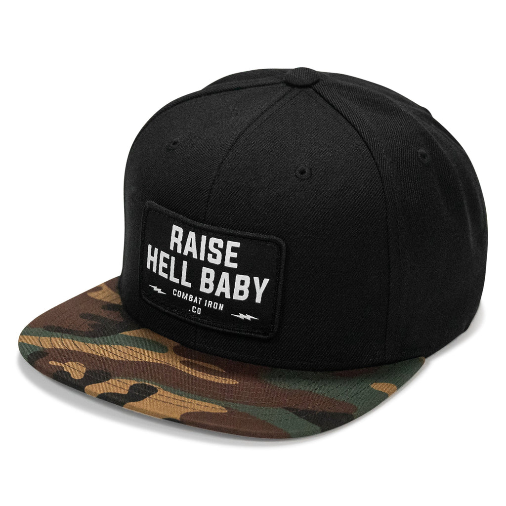 Raise Hell Baby Patch. Flatbill Hat