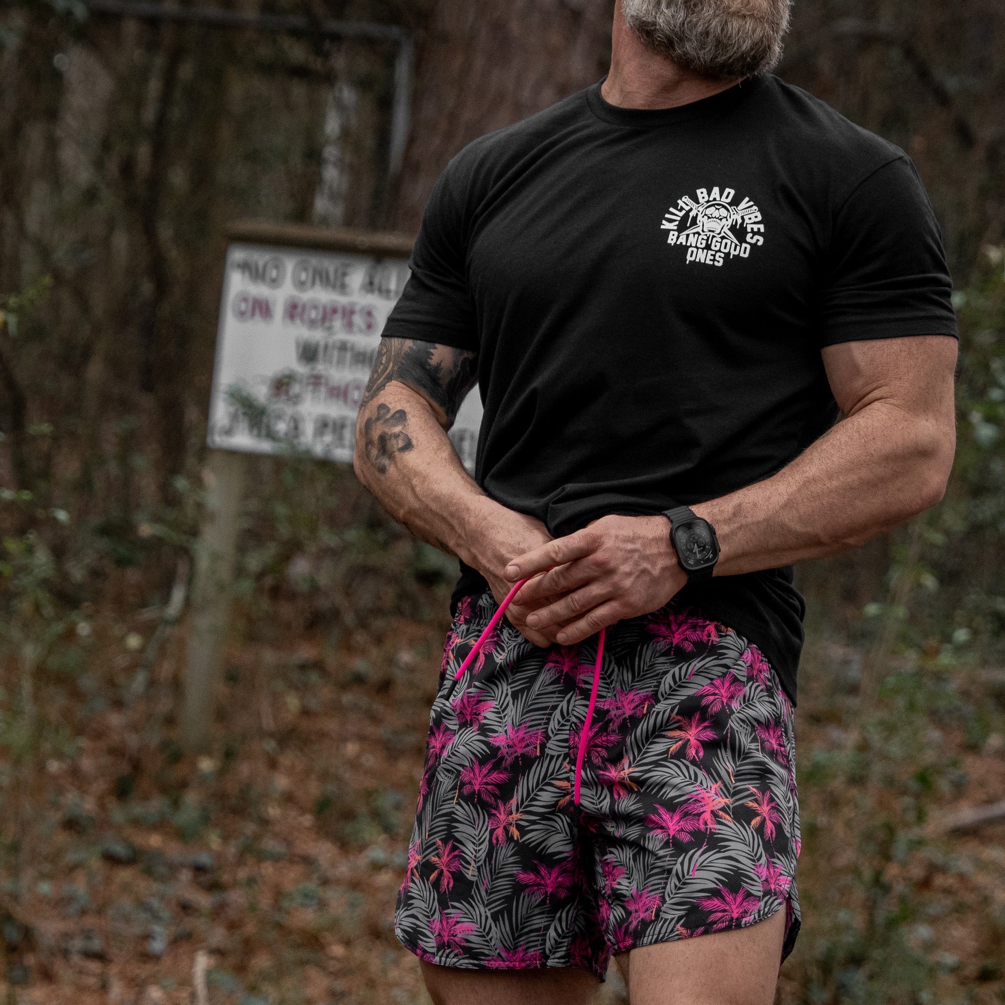 Kill Bad Vibes. Bang Good Ones Skull Men's T-Shirt