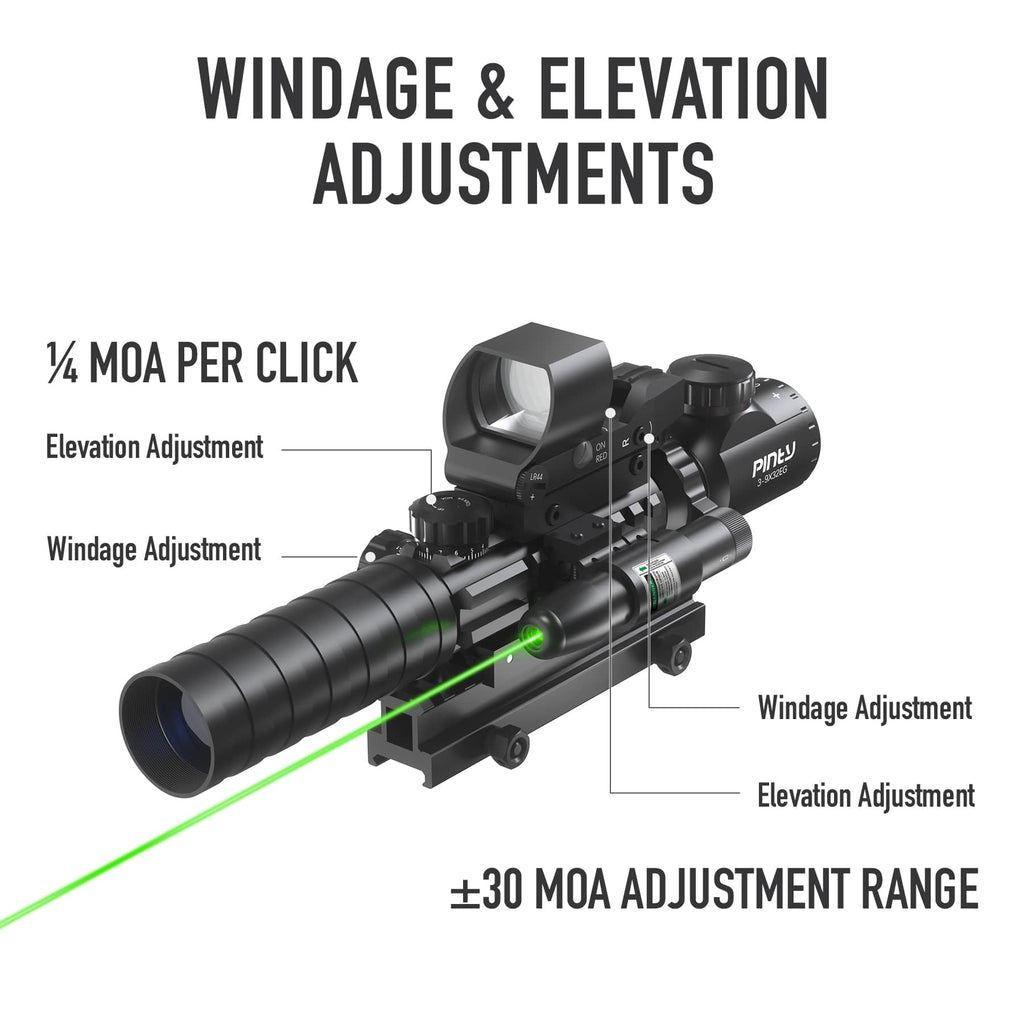 3-in-1 Rifle Scope Combo, 3-9x32 Rangefinder Scope, Red & Green Dot Si ...
