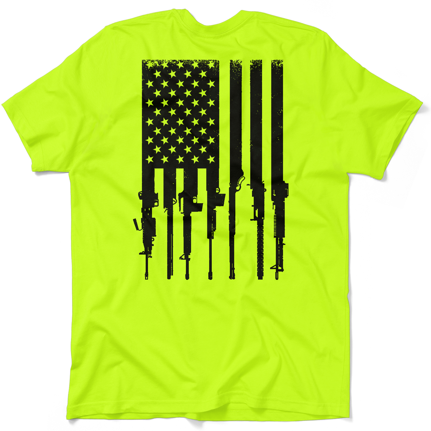 Rifle Flag - Safety Yellow Pocket T-Shirt
